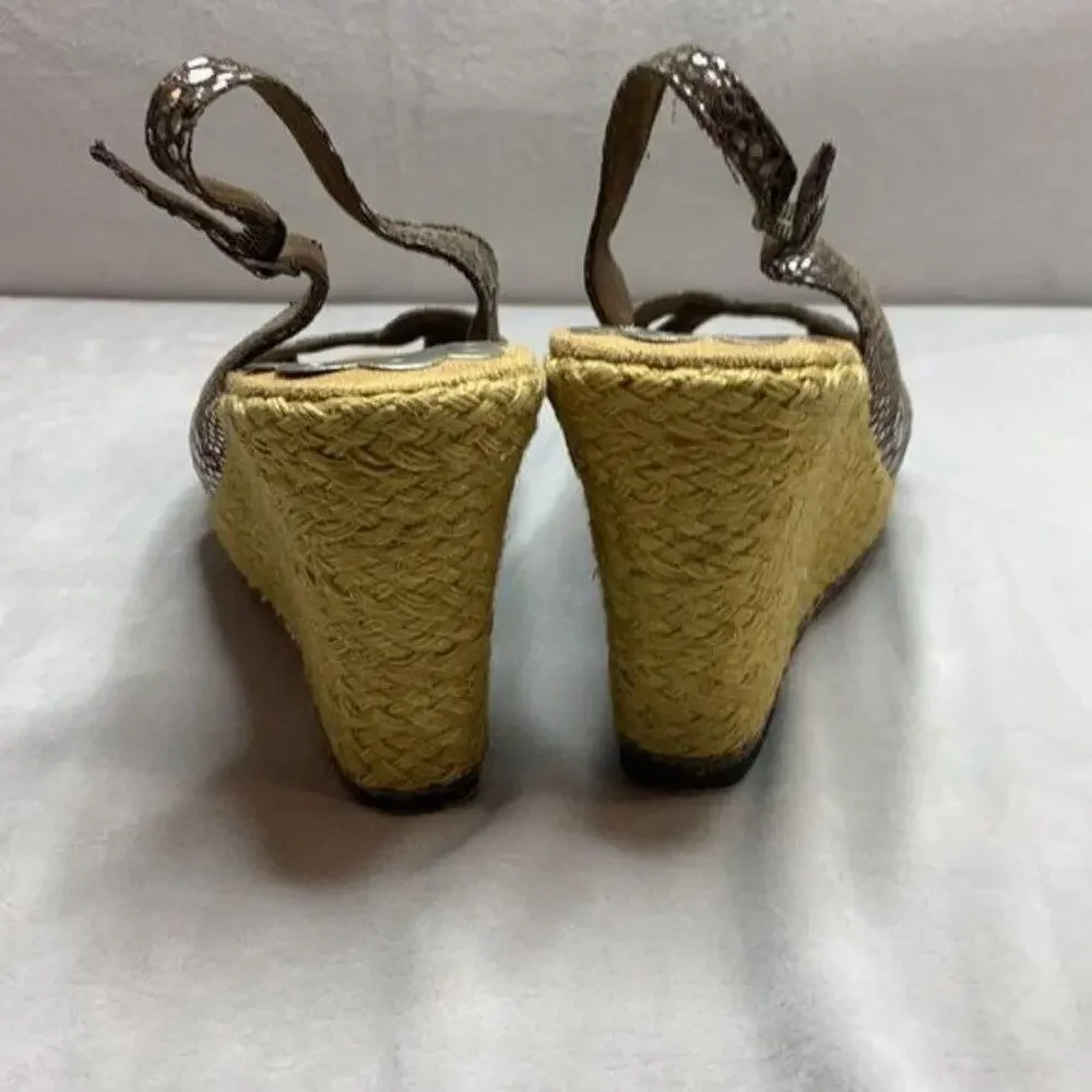 Seychelles Metallic Snake Skin Espadrille Wedges size 10